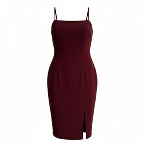 Express Burgundy Midi Dress with Spaghetti Straps